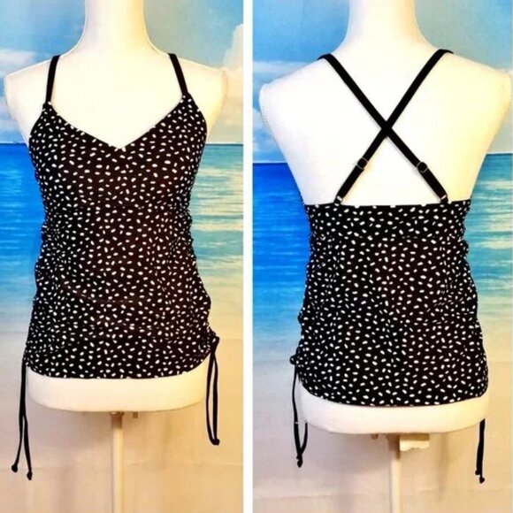 a.n.a Cute Black and White Polka Dot Padded Swim Tankini. SZ: M - Picture 4 of 4